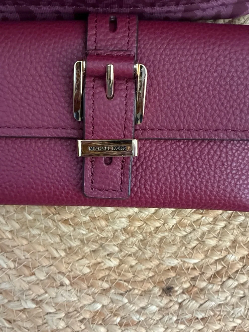 Michael Kors Burgundy MK Logo Backpack with Matching Wallet